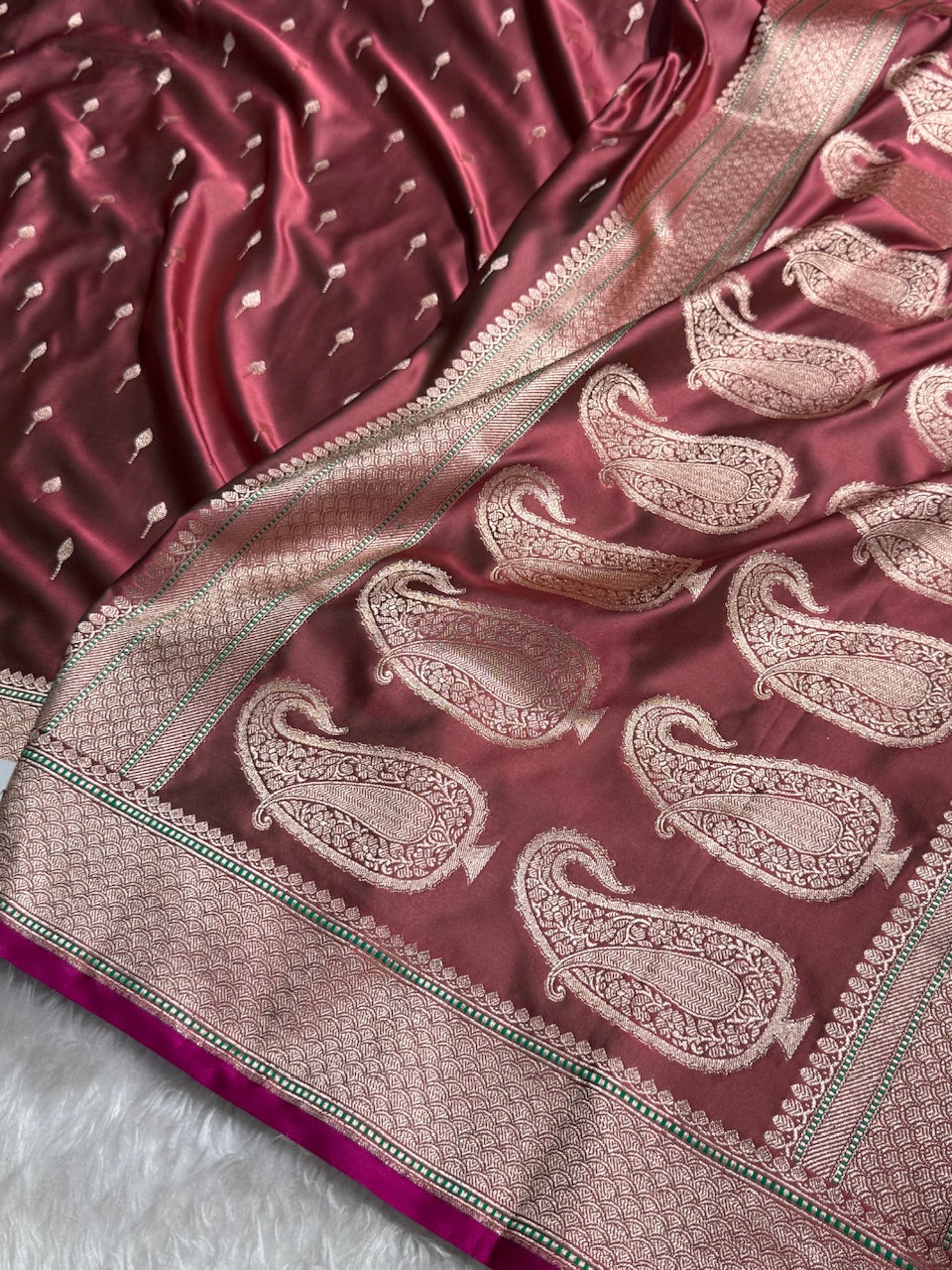 Solid Pink Motif Booti Mashru Silk