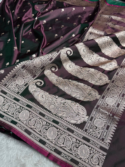 Chocolate Booti Mashru Silk Saree