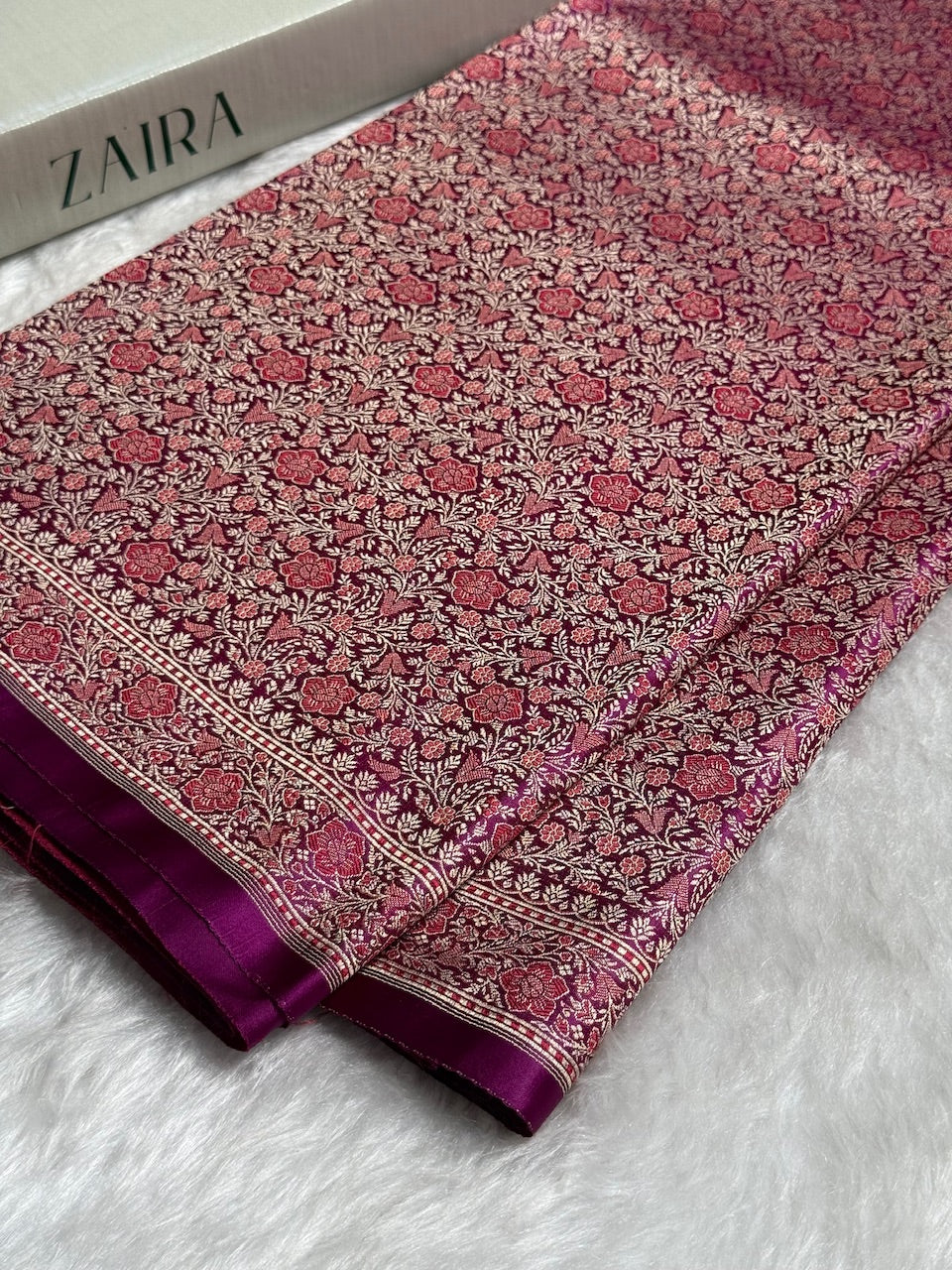 Wine Jamawar Tanchoi Katan Silk Saree SKTM-14
