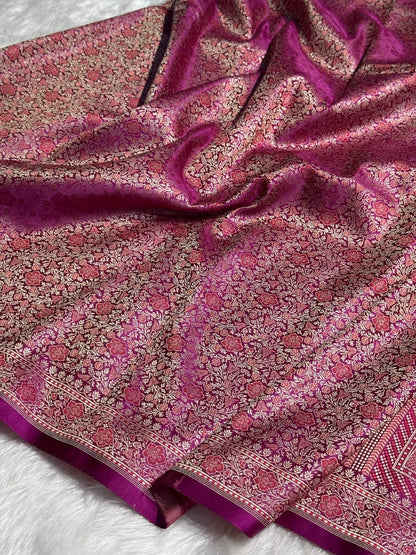 Wine Jamawar Tanchoi Katan Silk Saree SKTM-14