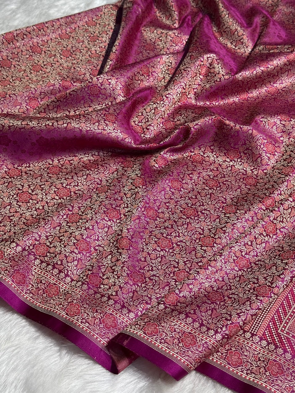Wine Jamawar Tanchoi Katan Silk Saree SKTM-14