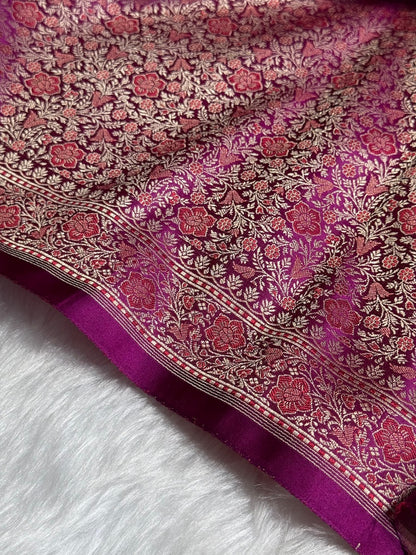 Wine Jamawar Tanchoi Katan Silk Saree SKTM-14