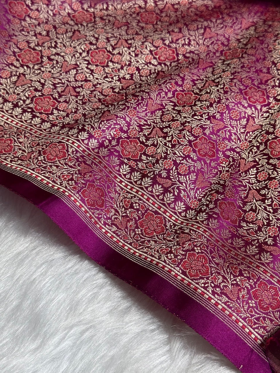 Wine Jamawar Tanchoi Katan Silk Saree SKTM-14