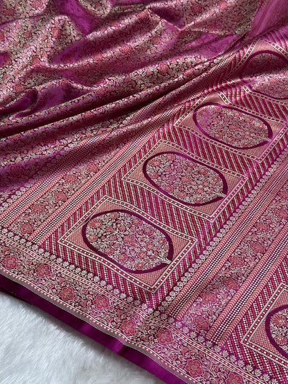 Wine Jamawar Tanchoi Katan Silk Saree SKTM-14