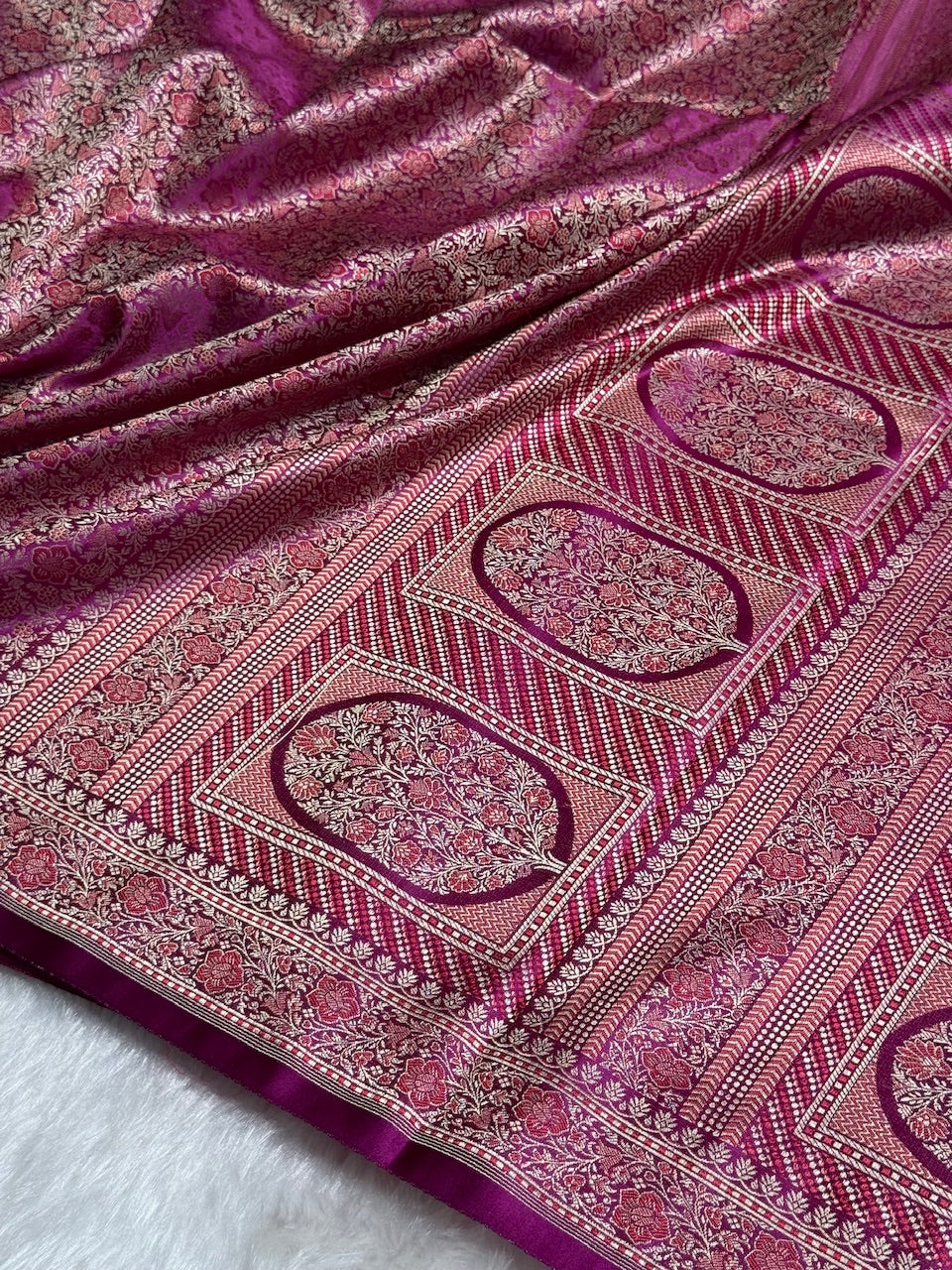 Wine Jamawar Tanchoi Katan Silk Saree SKTM-14