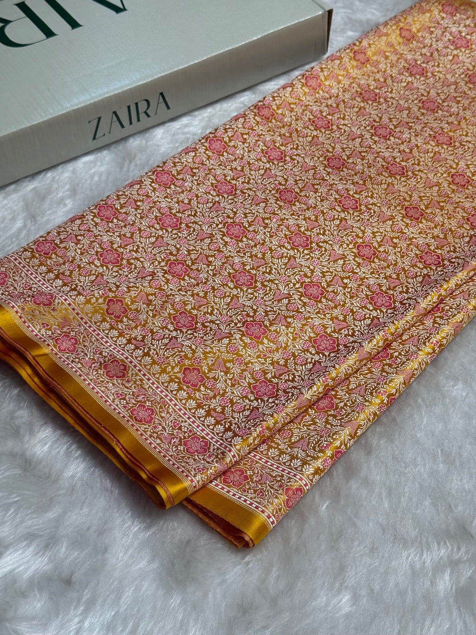 Yellow Jamawar Tanchoi Katan Silk Saree SKTM-14