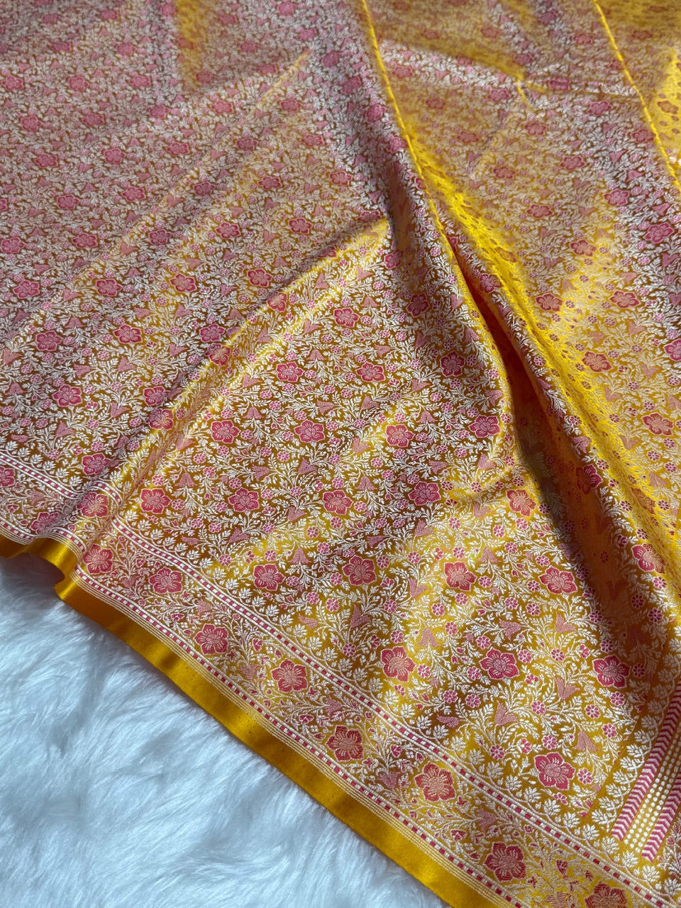 Yellow Jamawar Tanchoi Katan Silk Saree SKTM-14