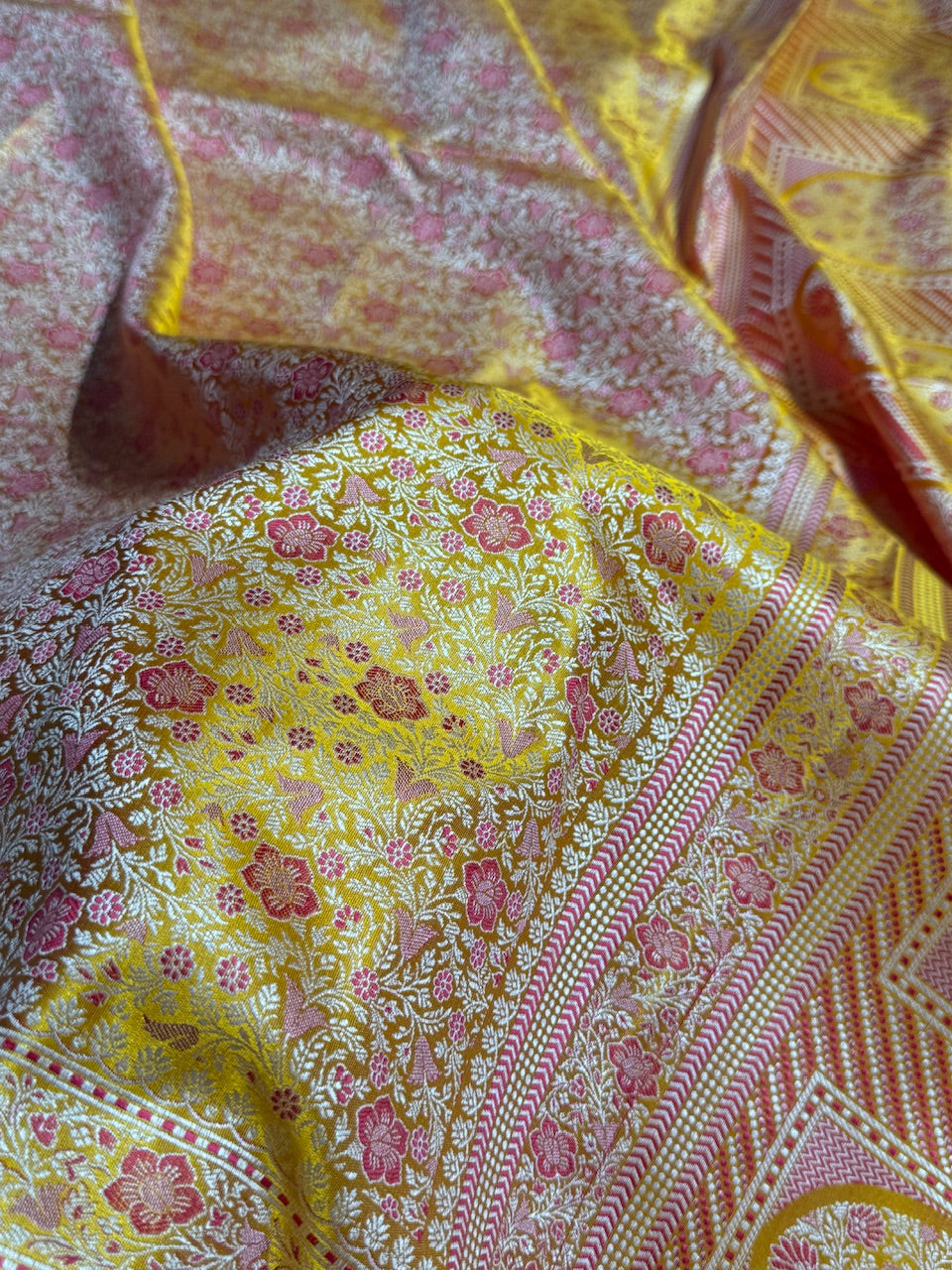 Yellow Jamawar Tanchoi Katan Silk Saree SKTM-14