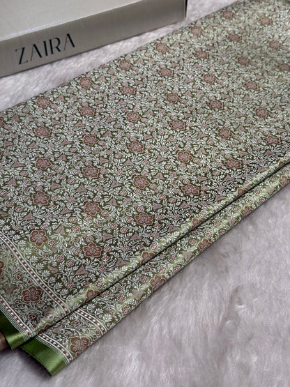 Light Pista Jamawar Tanchoi Katan Silk Saree SKTM-14