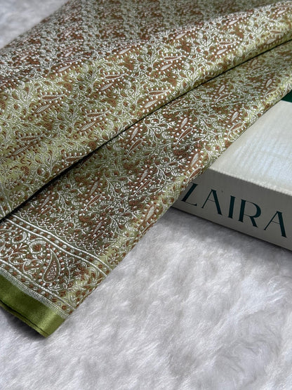 Mehandi Jamawar Tanchoi Katan Silk Saree SKTM-09