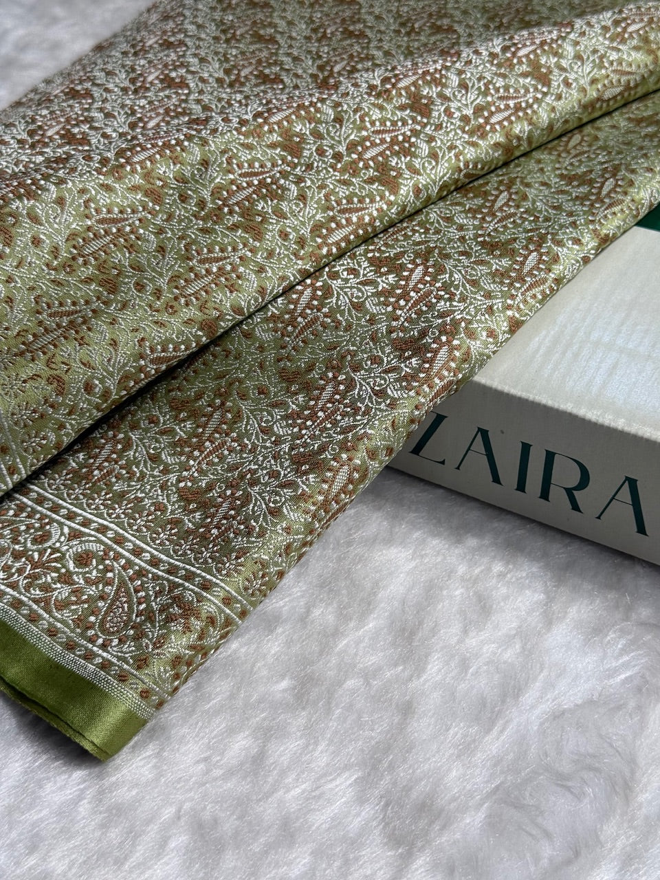 Mehandi Jamawar Tanchoi Katan Silk Saree SKTM-09