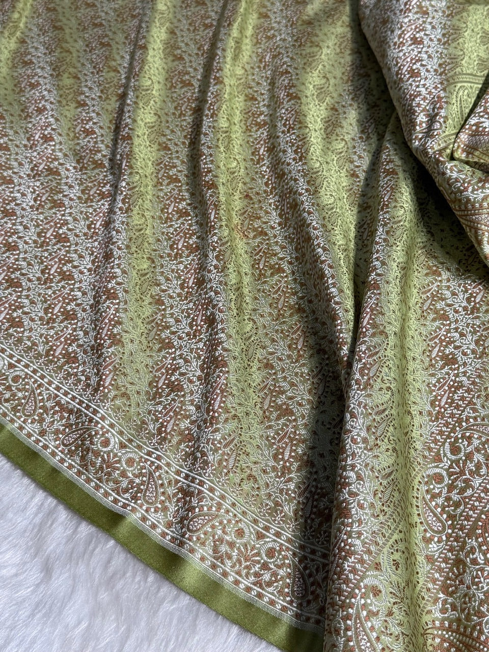 Mehandi Jamawar Tanchoi Katan Silk Saree SKTM-09