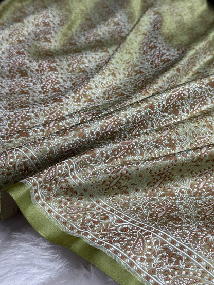 Mehandi Jamawar Tanchoi Katan Silk Saree SKTM-09