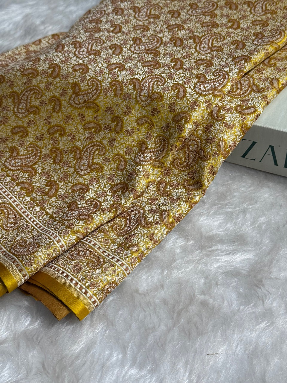Mustard Jamawar Tanchoi Katan Silk Saree SKTM-11