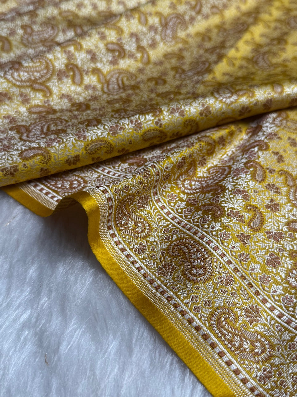 Mustard Jamawar Tanchoi Katan Silk Saree SKTM-11