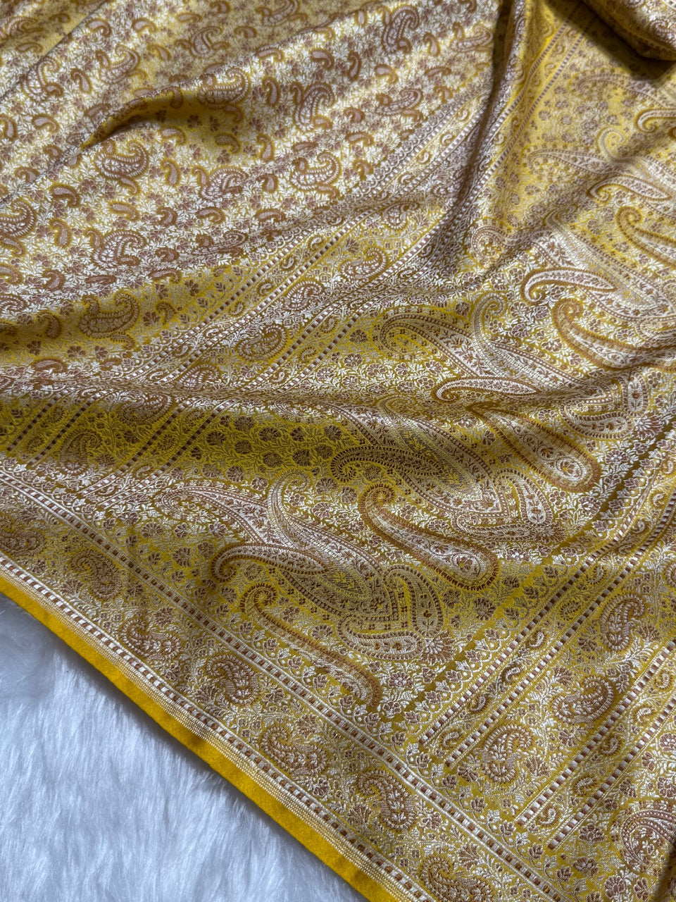 Mustard Jamawar Tanchoi Katan Silk Saree SKTM-11