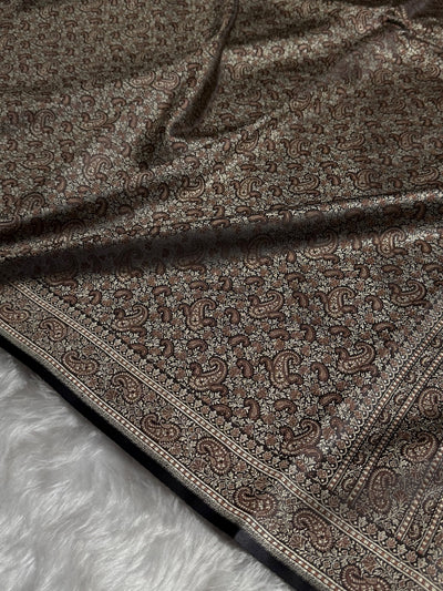 Black Jamawar Tanchoi Katan Silk Saree SKTM-11
