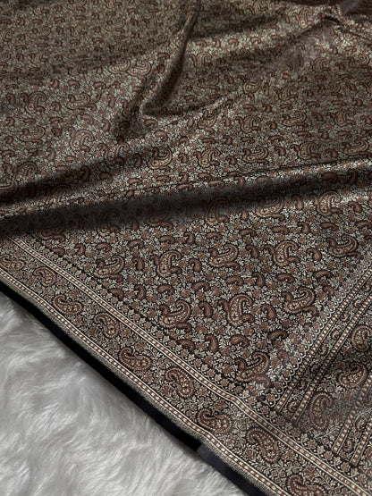 Black Jamawar Tanchoi Katan Silk Saree SKTM-11