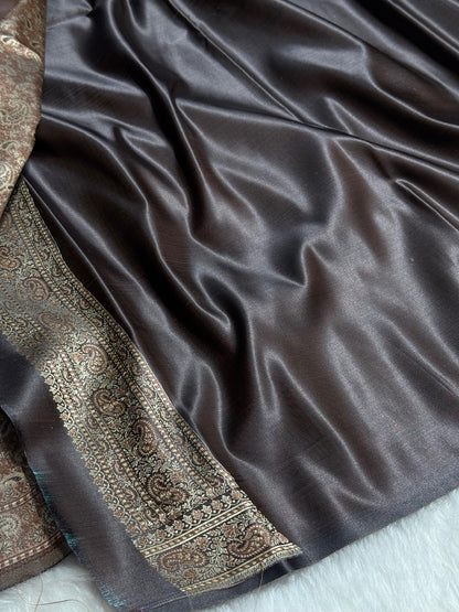 Black Jamawar Tanchoi Katan Silk Saree SKTM-11
