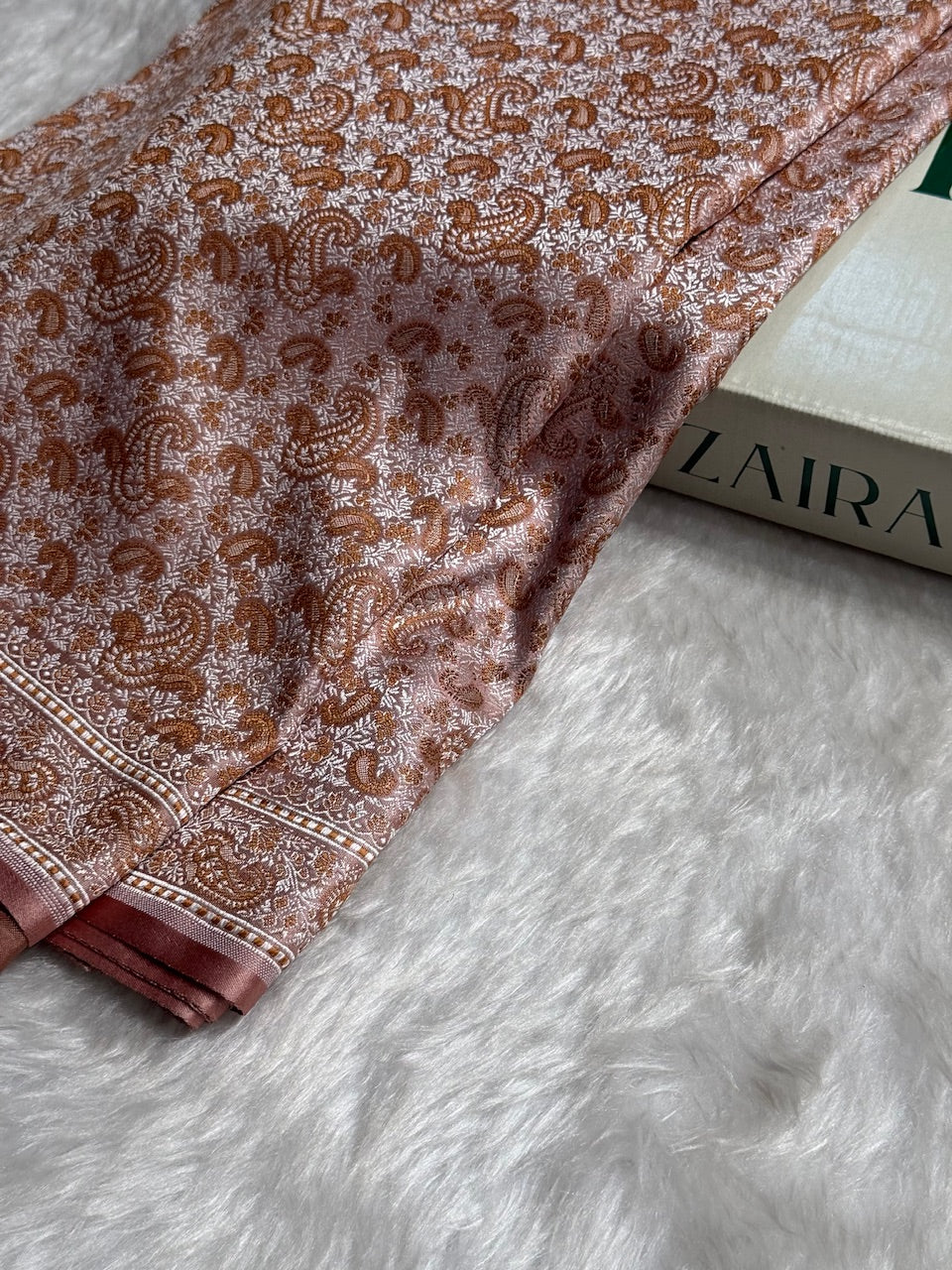 Peach Jamawar Tanchoi Katan Silk Saree SKTM-11