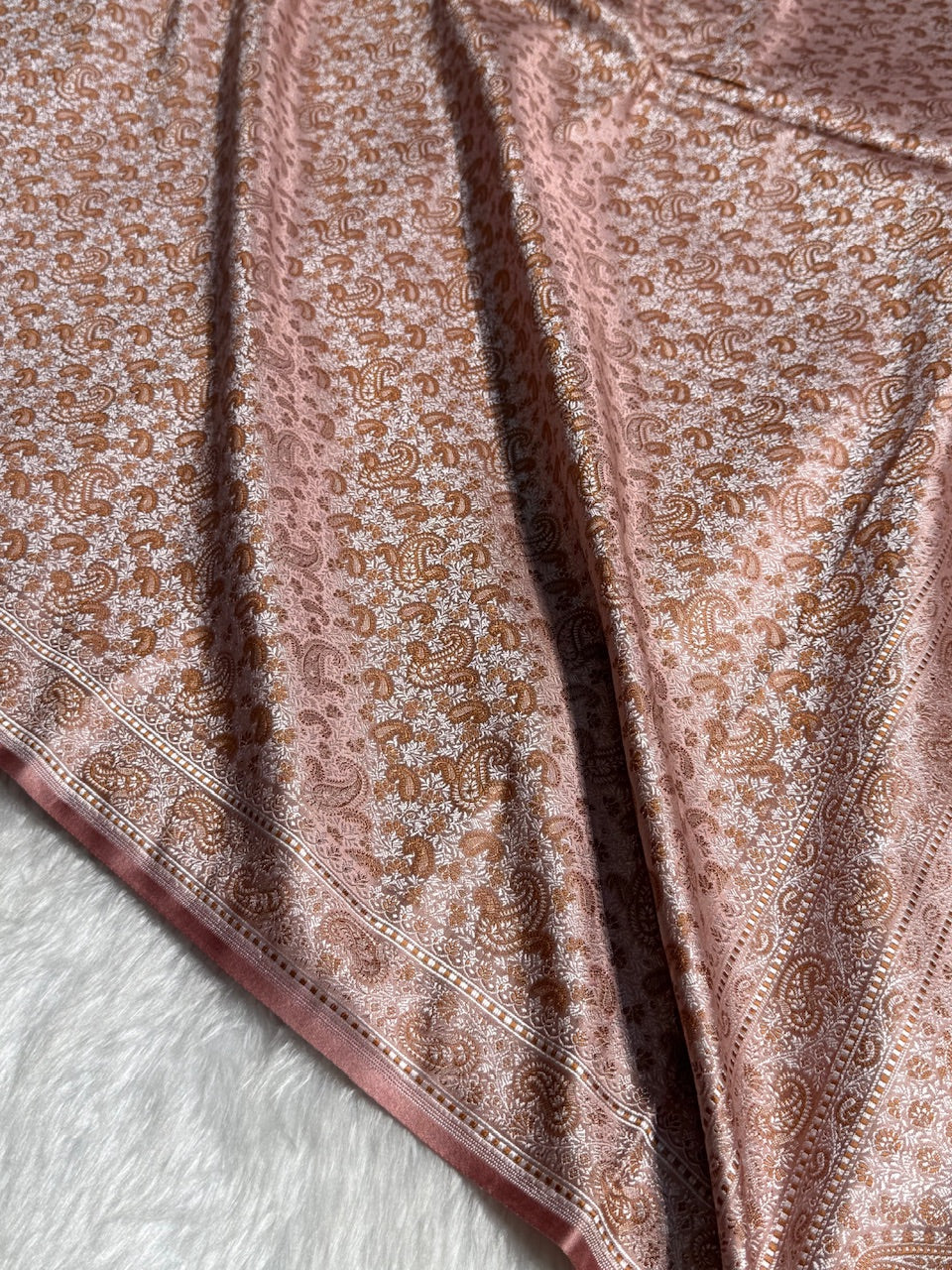 Peach Jamawar Tanchoi Katan Silk Saree SKTM-11