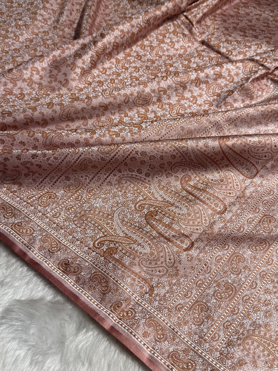 Peach Jamawar Tanchoi Katan Silk Saree SKTM-11