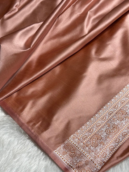 Peach Jamawar Tanchoi Katan Silk Saree SKTM-11