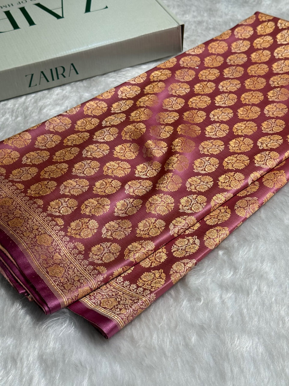Dusty Pink Jamawar Tanchoi Katan Silk Saree SKTM-10
