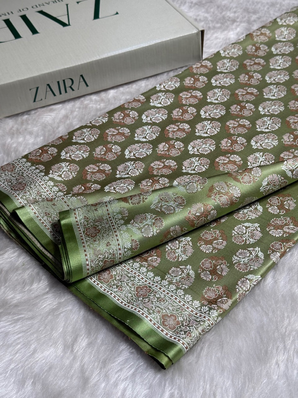 Pista Jamawar Tanchoi Katan Silk Saree SKTM-10