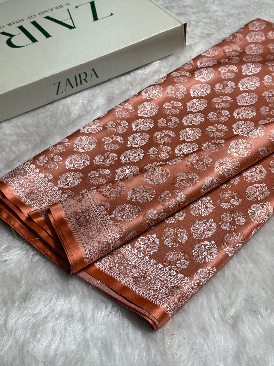 Peach Jamawar Tanchoi Katan Silk Saree SKTM-10