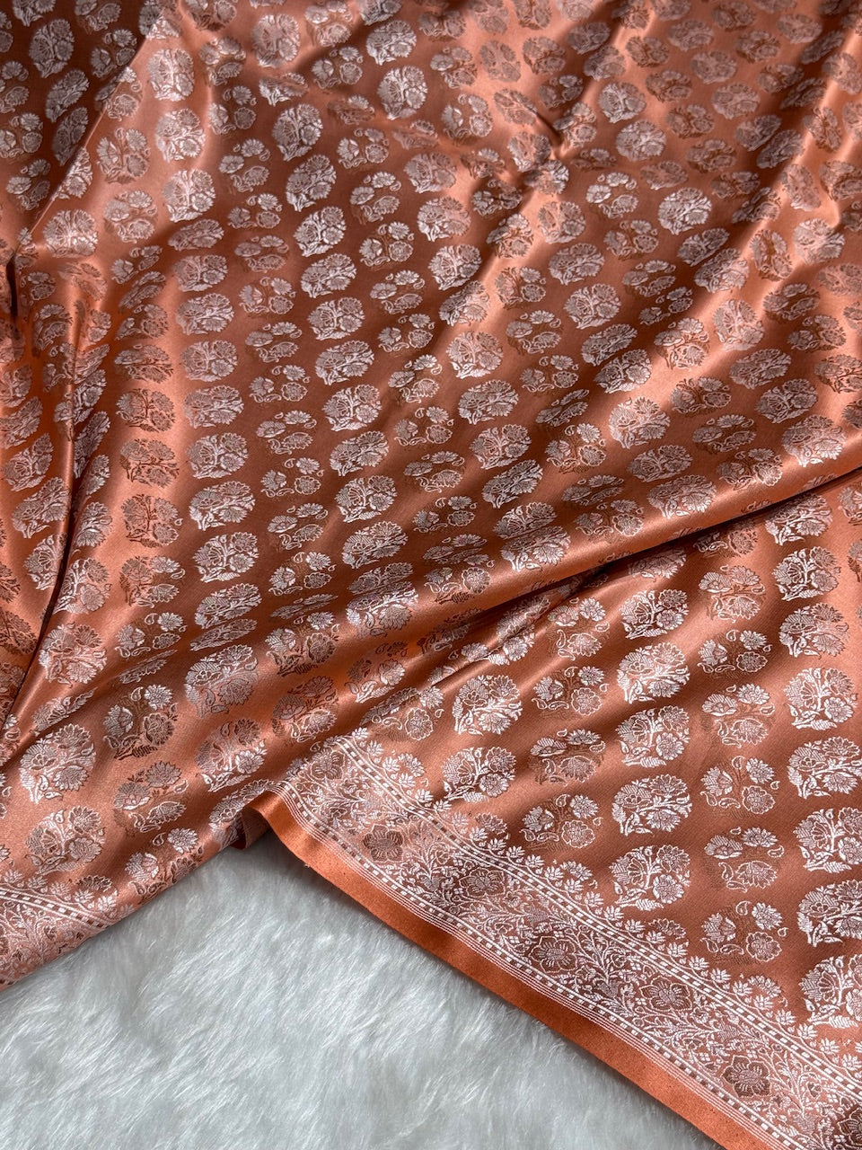 Peach Jamawar Tanchoi Katan Silk Saree SKTM-10