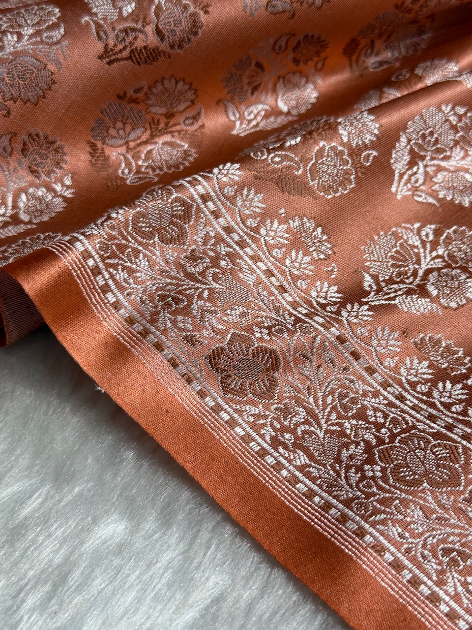 Peach Jamawar Tanchoi Katan Silk Saree SKTM-10