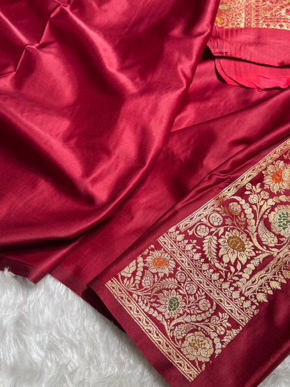 Maroon Banarasi Booti Katan Silk Saree