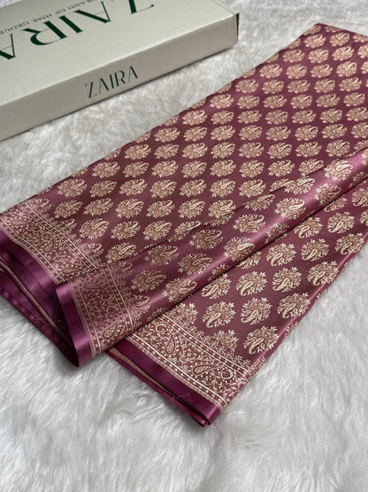 Baby Pink Jamawar Tanchoi Katan Silk Saree SKTM-13