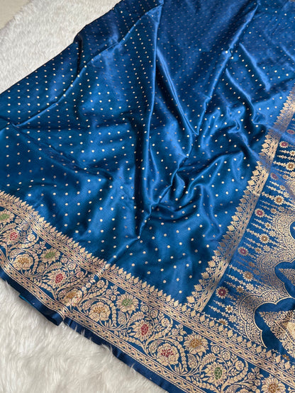 Midnight Blue Banarasi Booti Katan Silk Saree