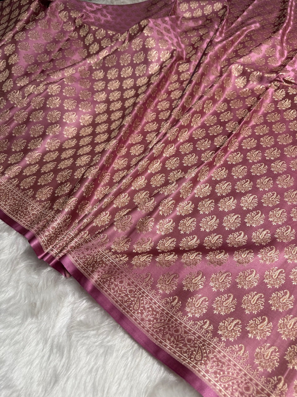 Baby Pink Jamawar Tanchoi Katan Silk Saree SKTM-13