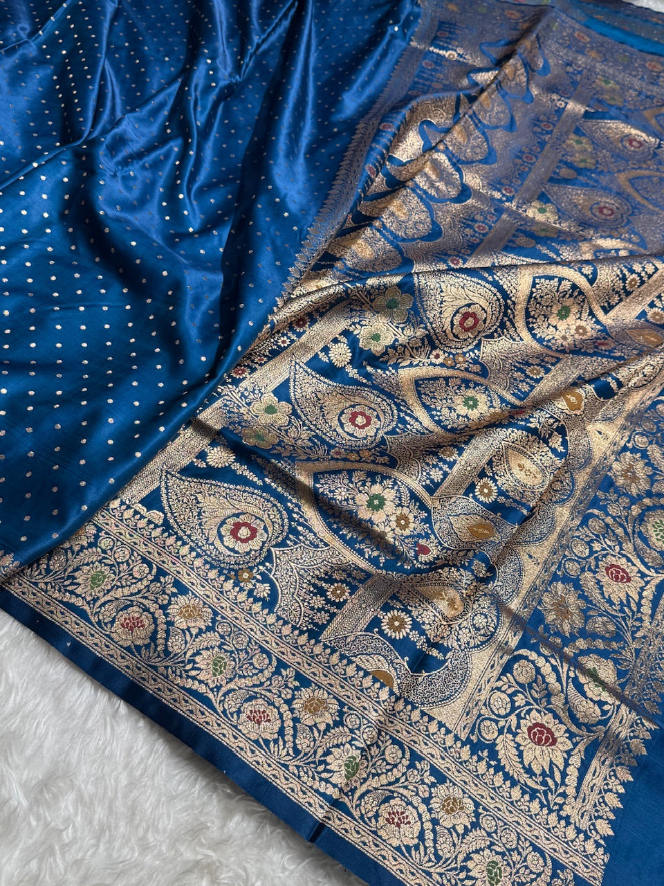 Midnight Blue Banarasi Booti Katan Silk Saree