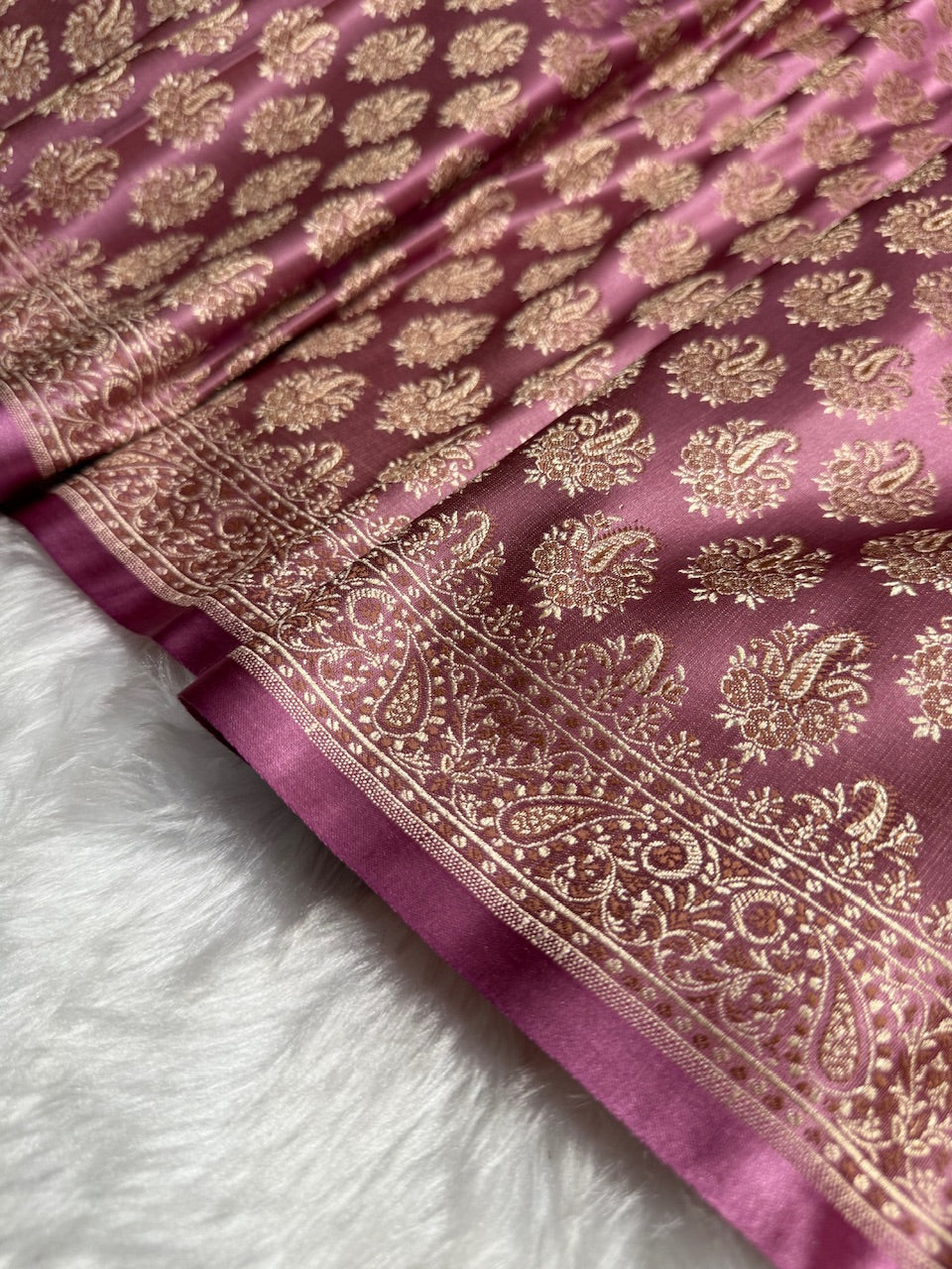Baby Pink Jamawar Tanchoi Katan Silk Saree SKTM-13