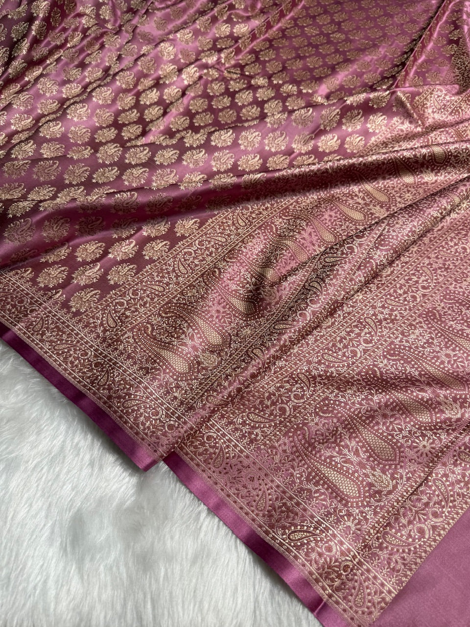 Baby Pink Jamawar Tanchoi Katan Silk Saree SKTM-13