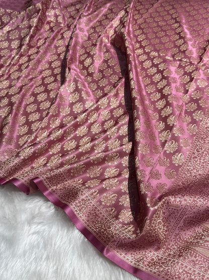 Baby Pink Jamawar Tanchoi Katan Silk Saree SKTM-13
