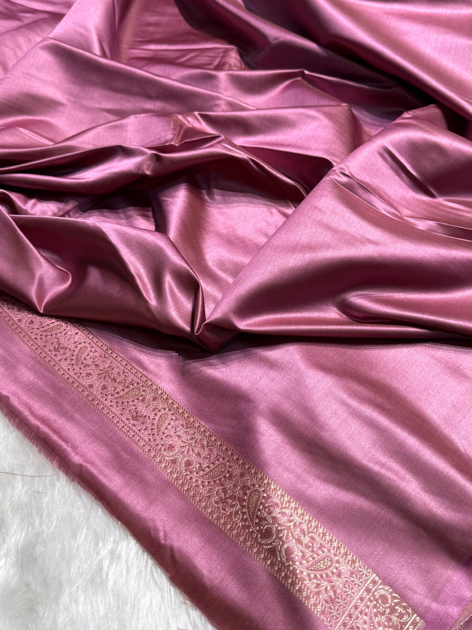 Baby Pink Jamawar Tanchoi Katan Silk Saree SKTM-13