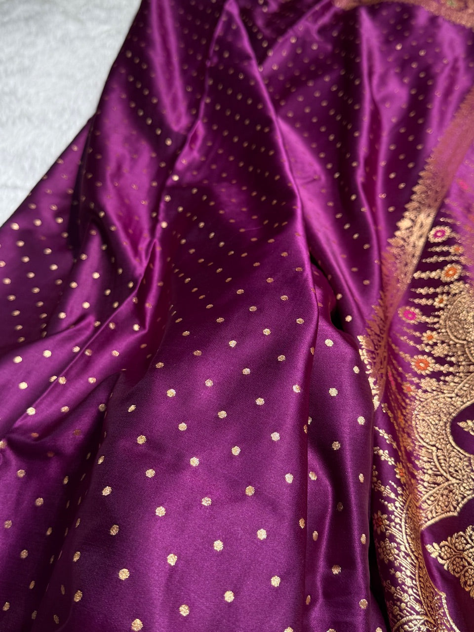 Dark Purple Banarasi Booti Katan Silk Saree