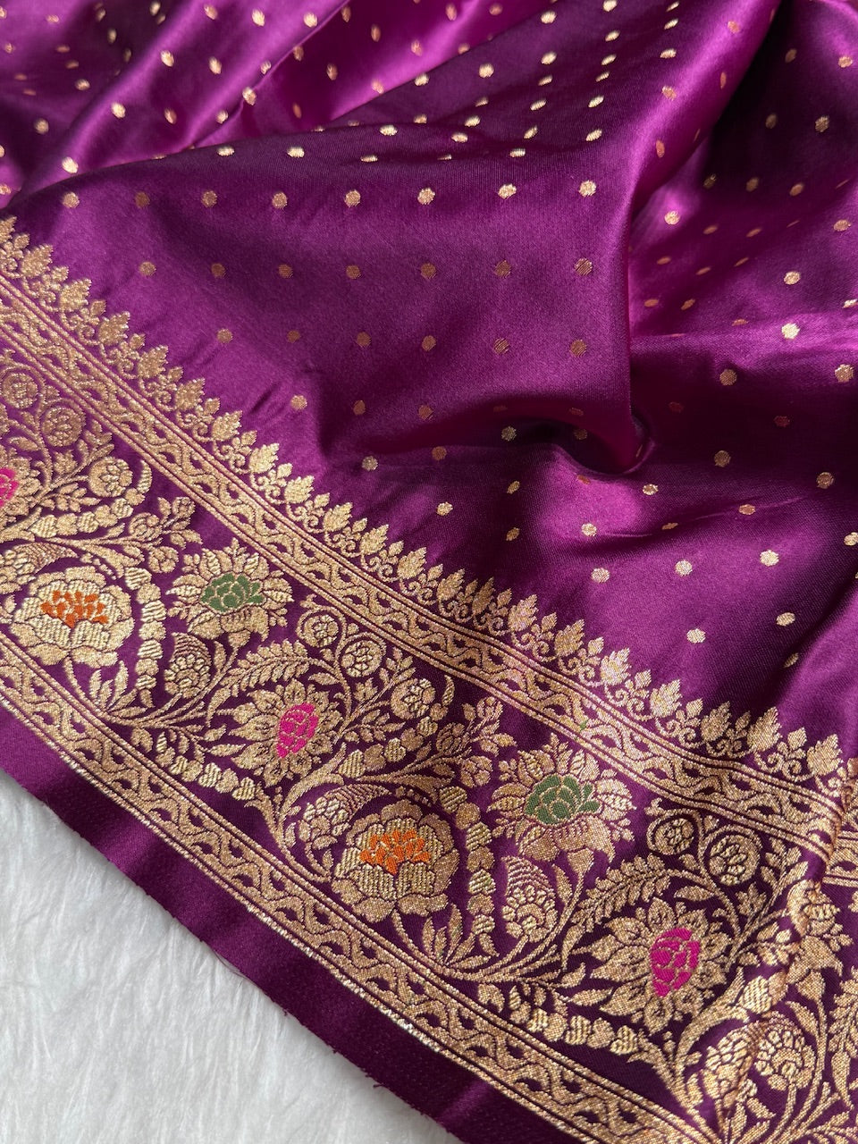 Dark Purple Banarasi Booti Katan Silk Saree