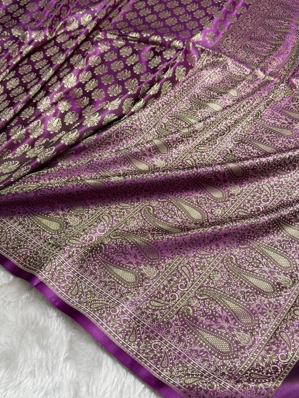 Purple Jamawar Tanchoi Katan Silk Saree SKTM-13