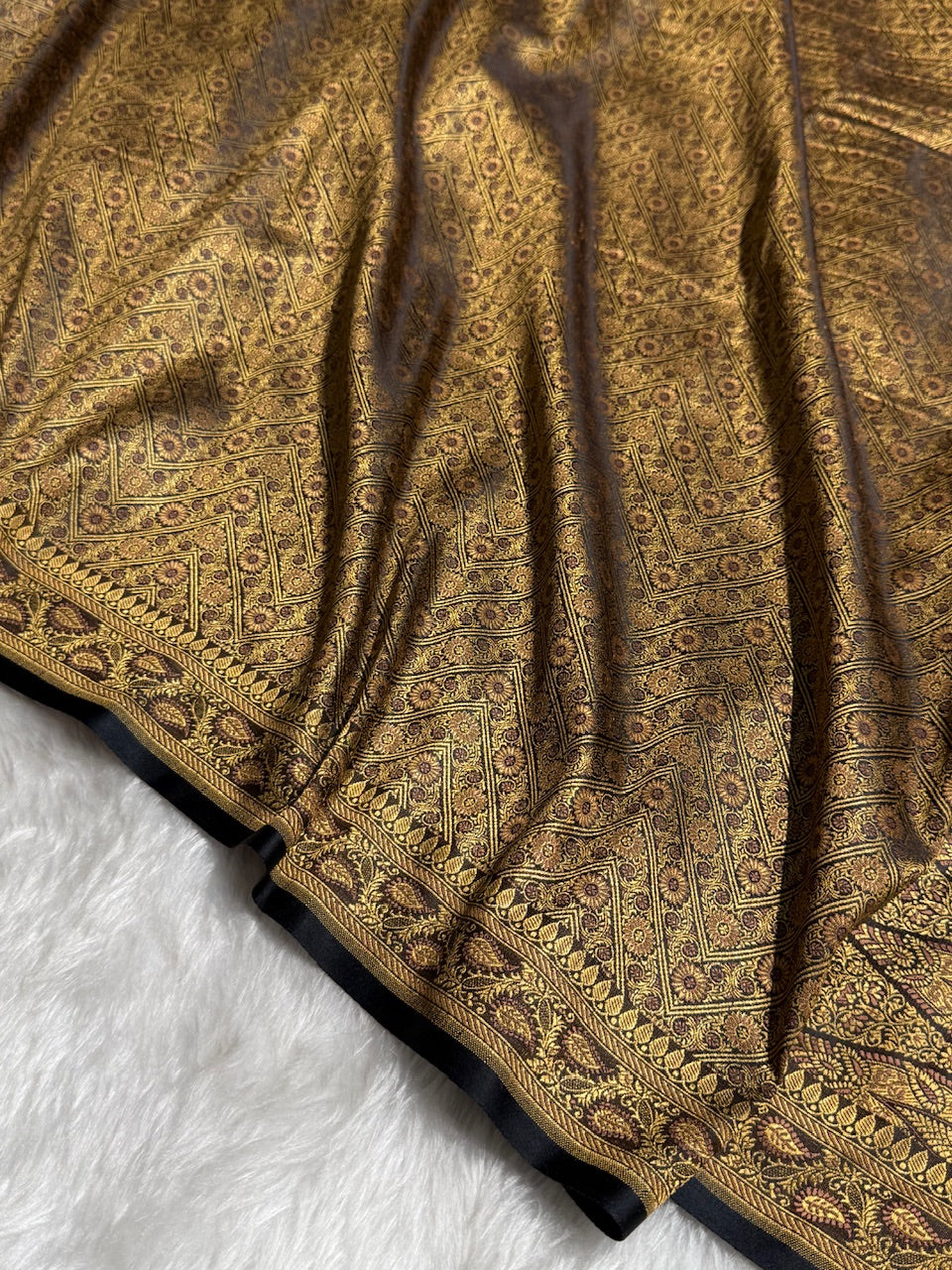 Black Jamawar Tanchoi Katan Silk Saree SKTM-12