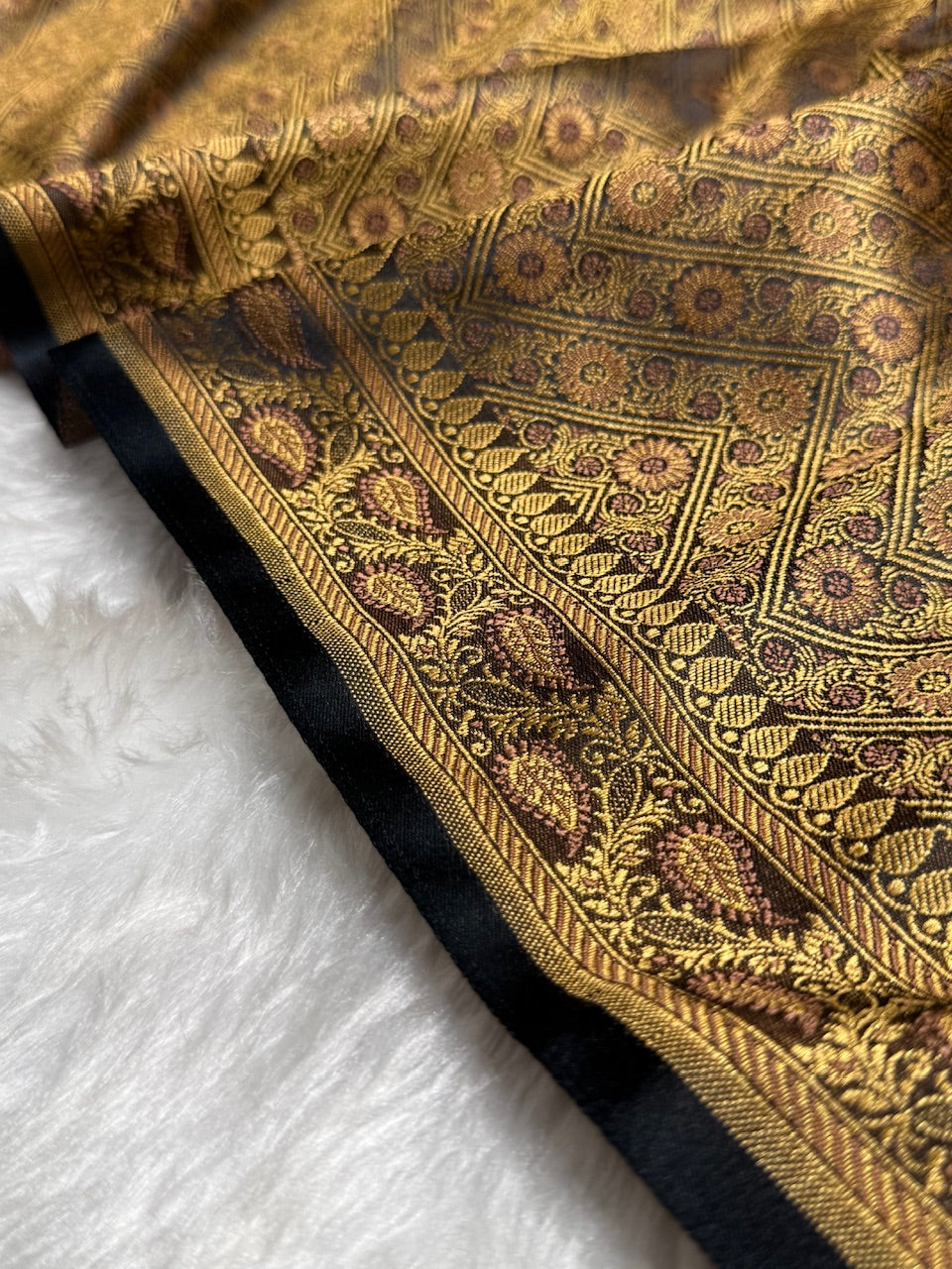 Black Jamawar Tanchoi Katan Silk Saree SKTM-12