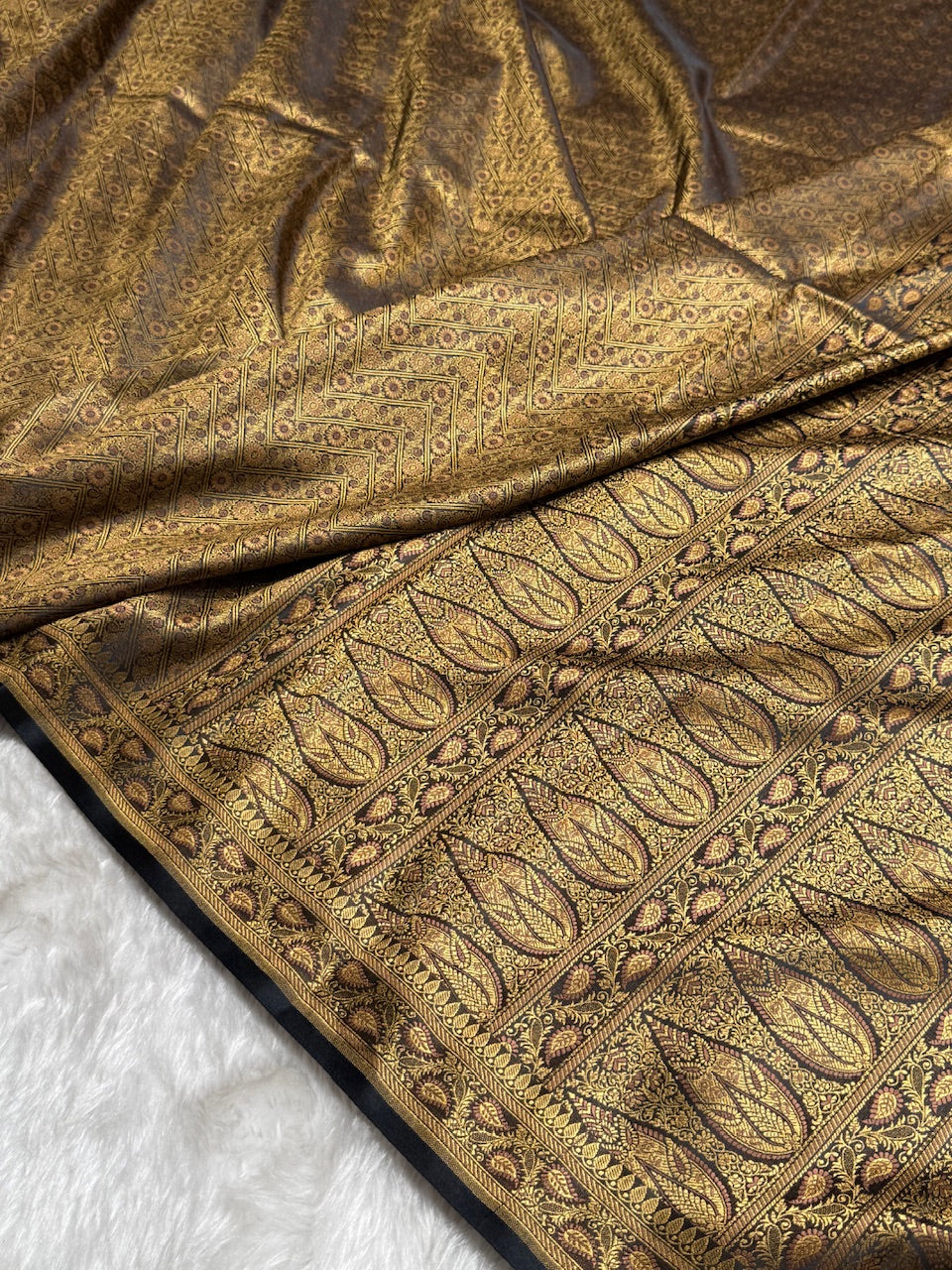 Black Jamawar Tanchoi Katan Silk Saree SKTM-12