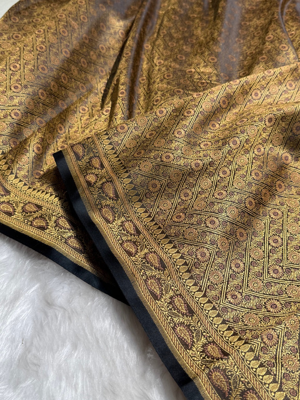 Black Jamawar Tanchoi Katan Silk Saree SKTM-12