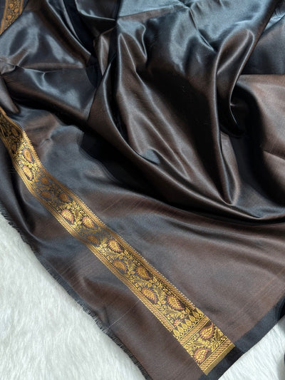Black Jamawar Tanchoi Katan Silk Saree SKTM-12