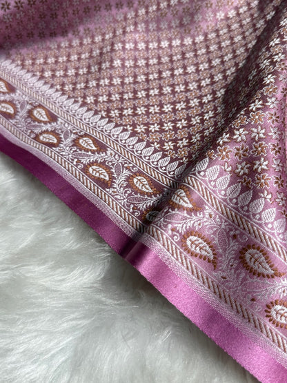Baby Pink Jamawar Tanchoi Katan Silk Saree SKTM-15